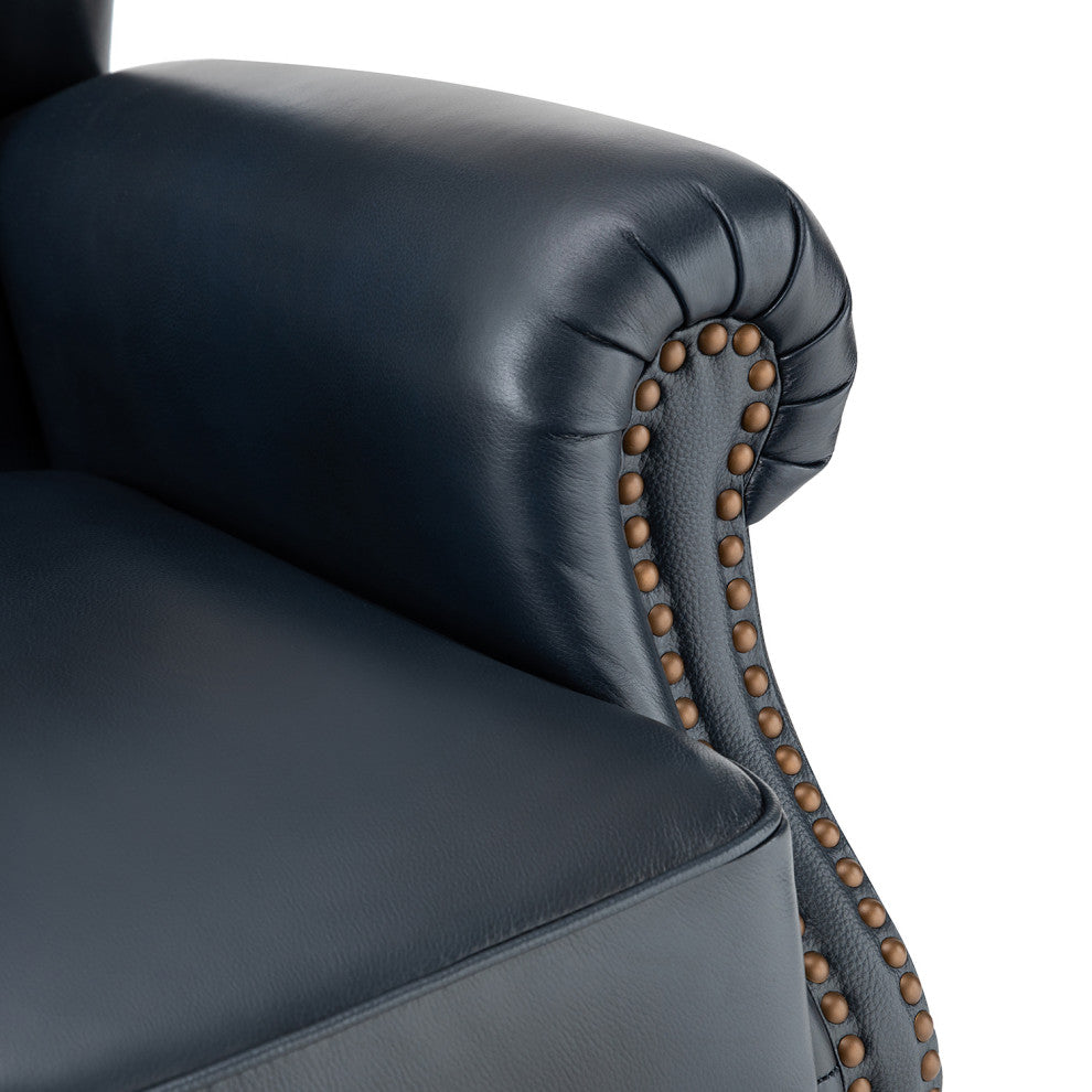 33" Wide Genuine Leather Armchair, Navy