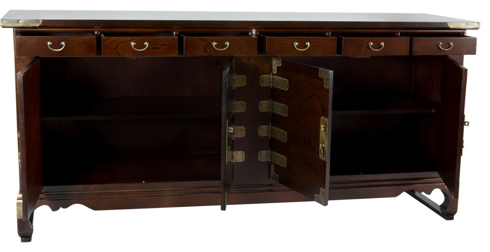 Korean Antique Style 8 Drawer Double Cabinet Credenza