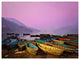 Boats under Twilight Sky in Phewa, Boat Canvas Art Print, 40"x30"