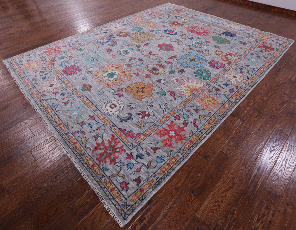 9' 1" X 12' 1" Turkish Oushak Hand Knotted Wool Rug - Q14955