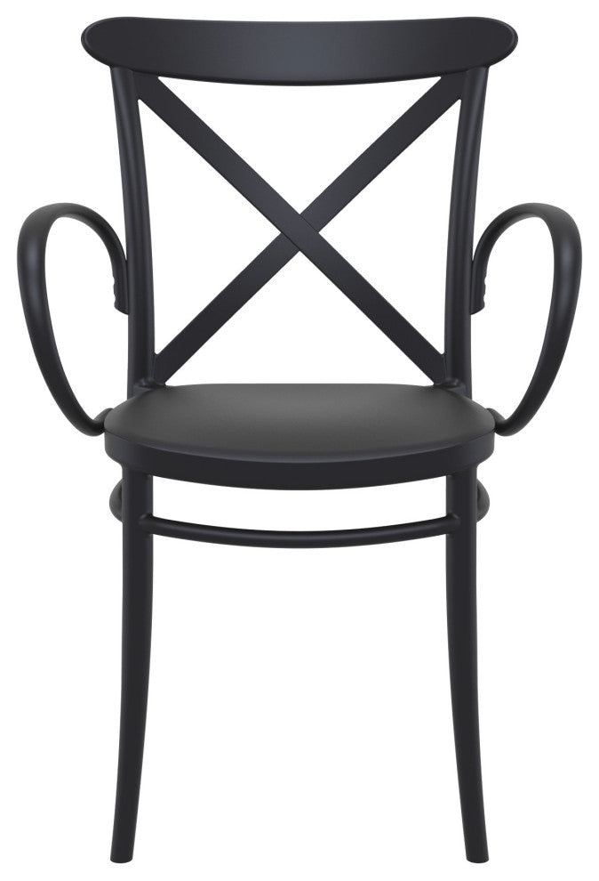Cross XL Resin Outdoor Arm Chair Black, Set of 2