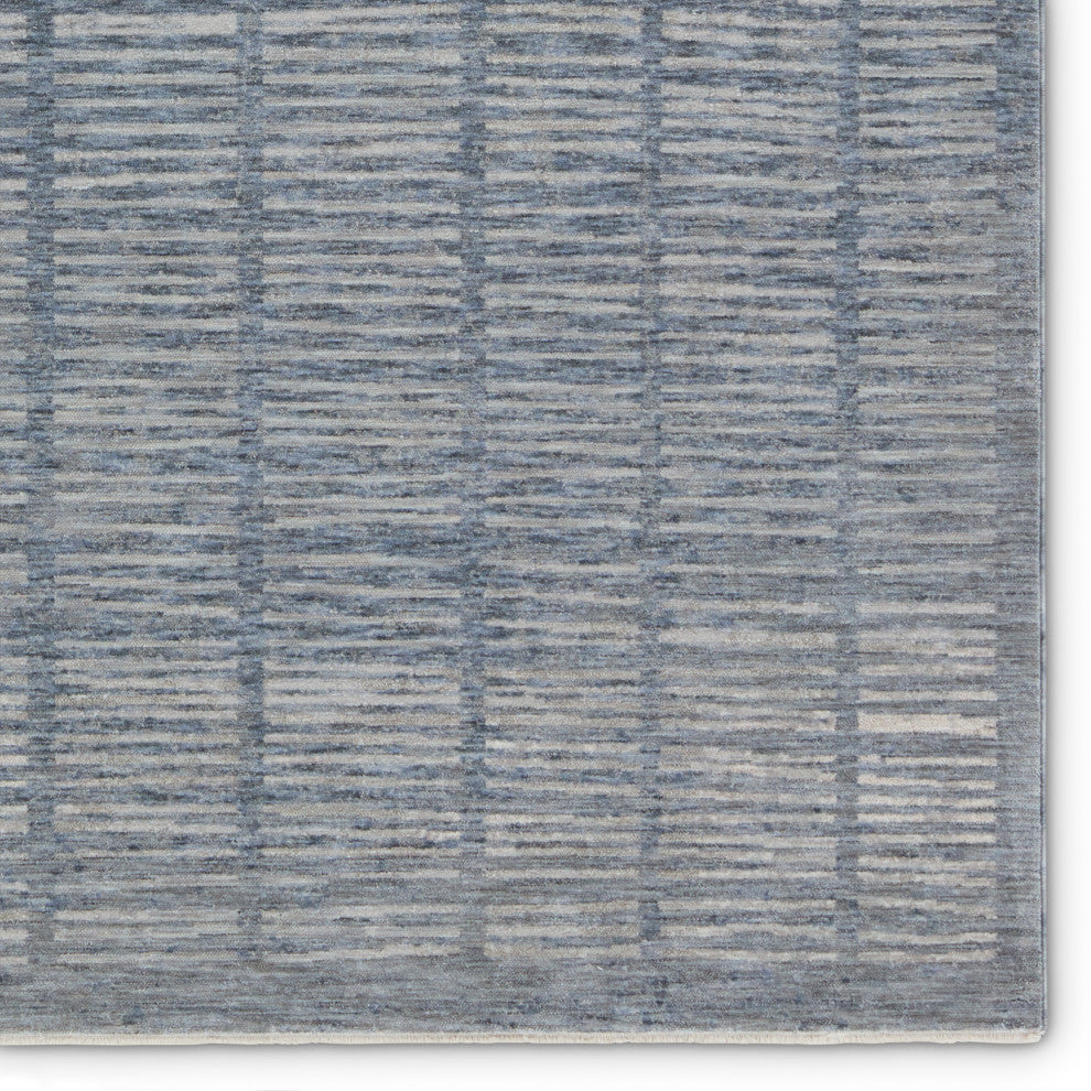 Dounia Striped Blue/ Light Gray Area Rug 5'X8'