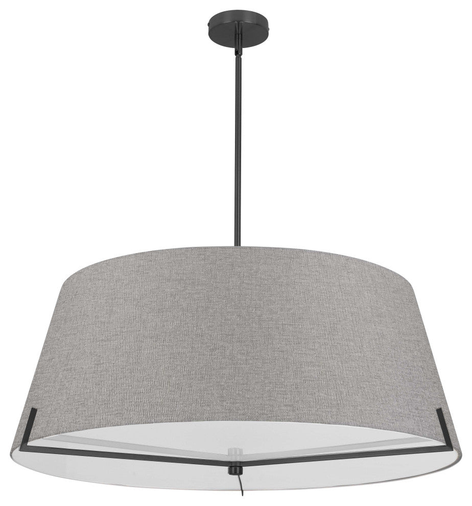 Preston Contemporary 4 Light Grey Matte Black Fabric Pendant