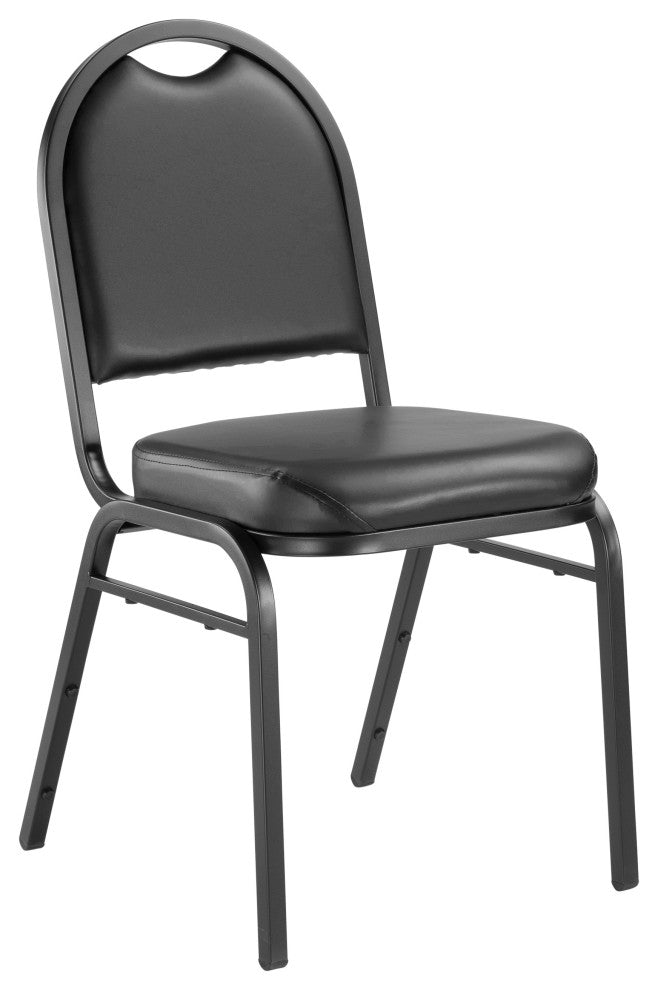 NPS 9200 Premium Vinyl Stack Chair, Panther Black Seat/ Black Frame