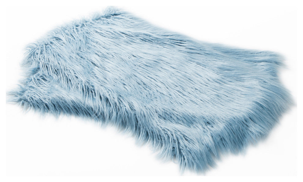 Mongolian Faux Fur Pillow Shell Set, Forget Me Not, 14"x26"