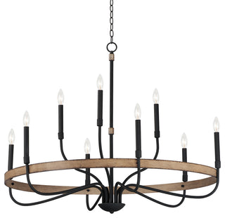 Maxim Lighting Franklin 9-Light Chandelier, Driftwood/Black, 14449DWBK