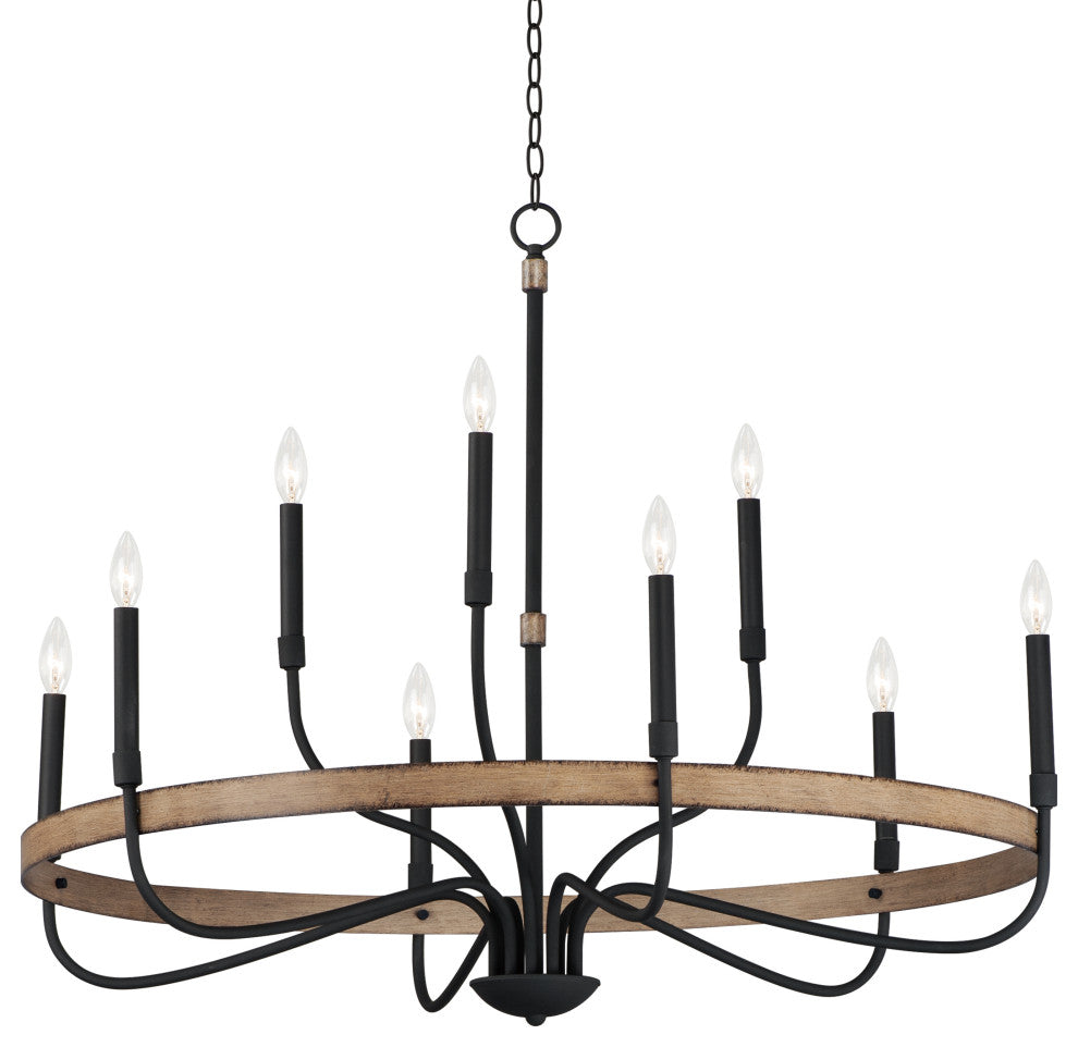 Maxim Lighting Franklin 9-Light Chandelier, Driftwood/Black, 14449DWBK
