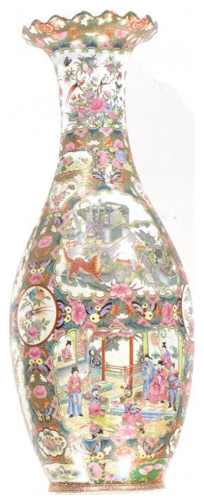 Polychrome Hand Painted Porcelain Vases