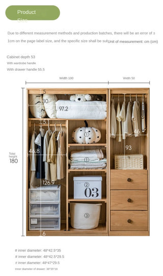 Oak Solid Wood Kids Wardrobe