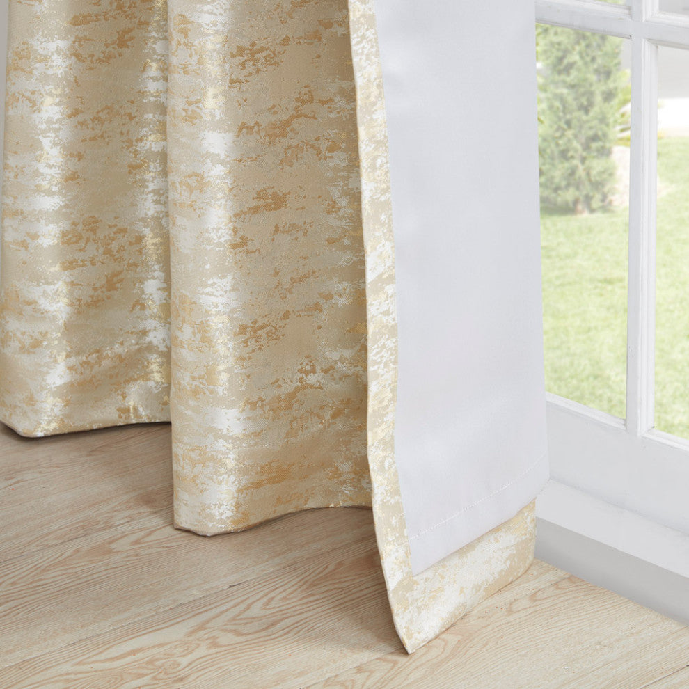 SunSmart Cassius Marble Total Blackout Window Curtain, Gold, Gold, Panel - 95"