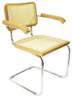 Marcel Breuer Cane Chrome Arm Chair, Honey Oak