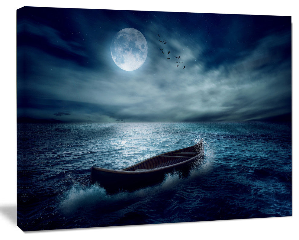 Boat Driftinga Away from the Past, Landscape Canvas Art Print, 40"x30"