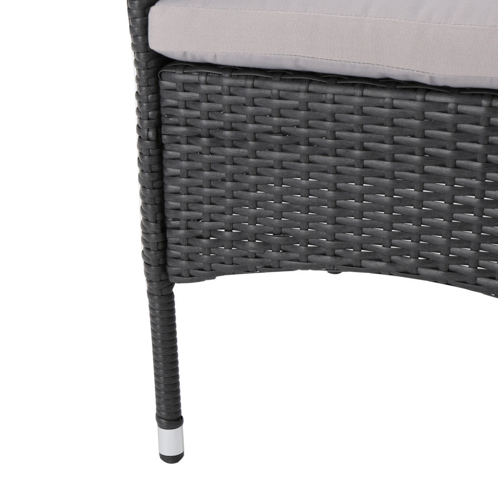GDF Studio 4-Piece Olivera Outdoor Gray Wicker Chat With Cushions Set