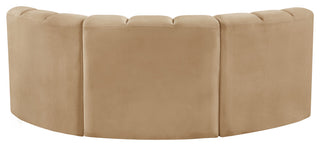 Arc Velvet Upholstered 3-Pc. Inward Curved Modular Sectional, Camel