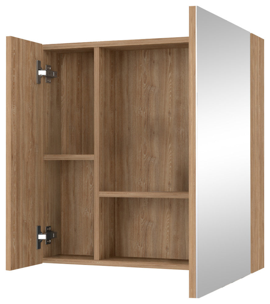 Kenya Medicine Cabinet with Mirror and 4 Interior Shelves, Pine