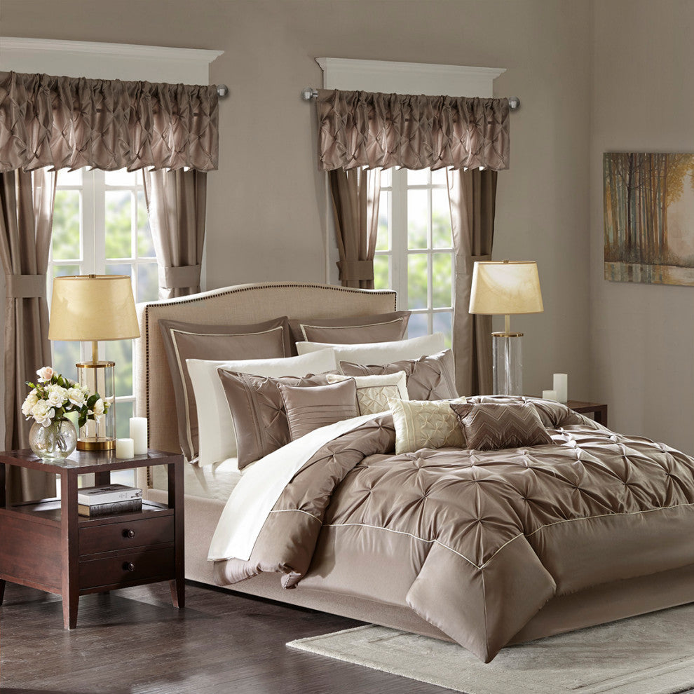 Madison Park Essentials Joella 24 Piece Room, a Bag, Taupe