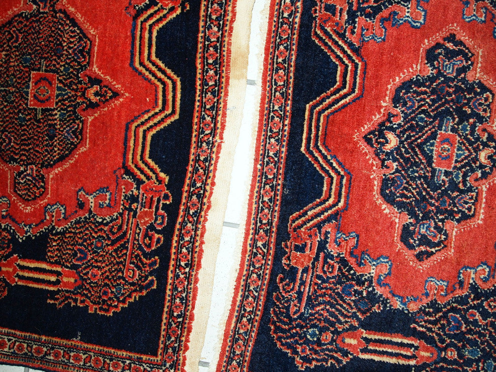 Handmade antique Persian pair of Senneh rugs 1.7' x 2.6' ( 52cm x 80cm ) 1900s