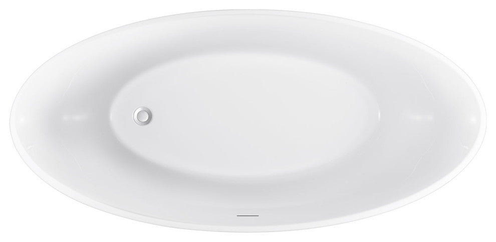 Acrylic Single Slipper Flatbottom Soaking Bathtub in White, 59" X 29"