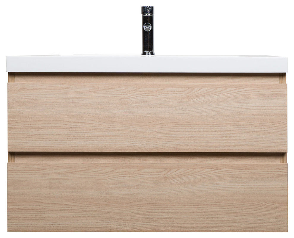 ConceptBaths 36" Angela Wall-Mount Bath Vanity, White Oak
