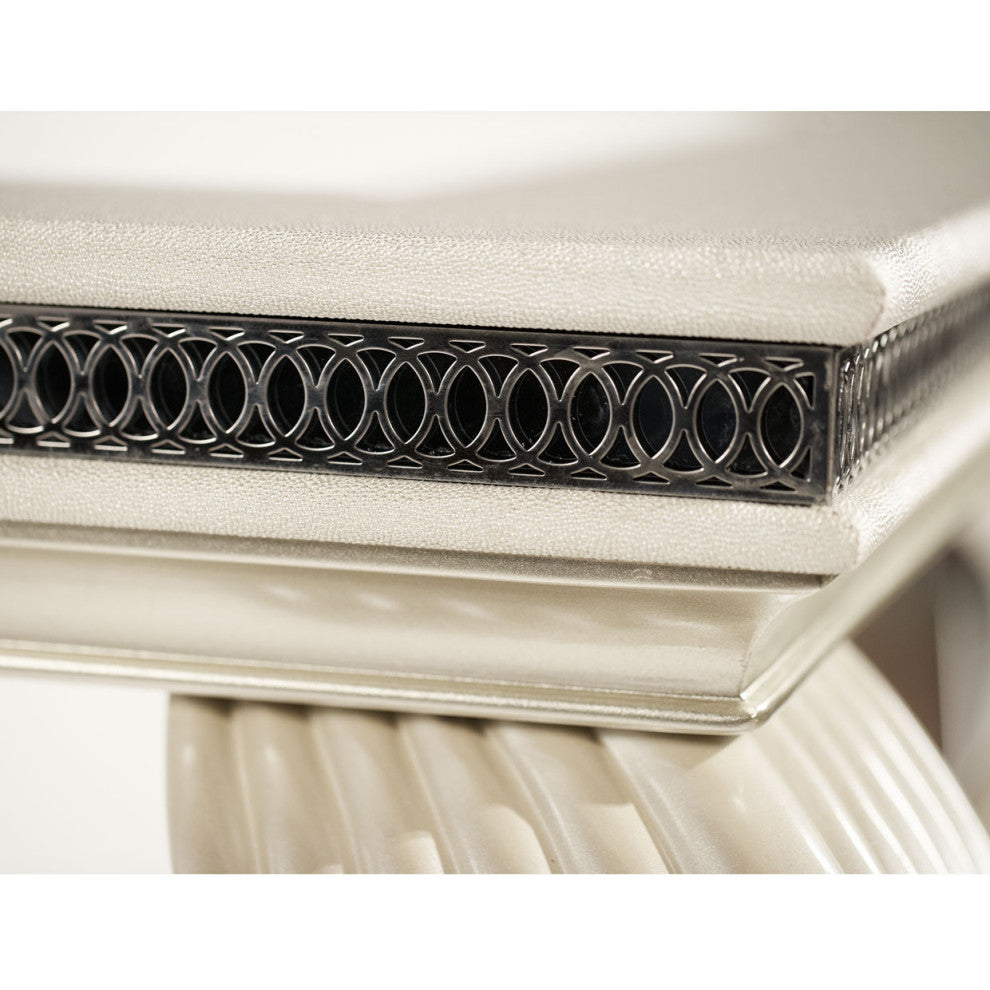 AICO Michael Amini Hollywood Swank 4-Leg Rectangular Dining Table Pearl Caviar