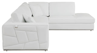 Skylar Genuine Italian Leather Modern Right Arm Facing Chaise Sectional, White