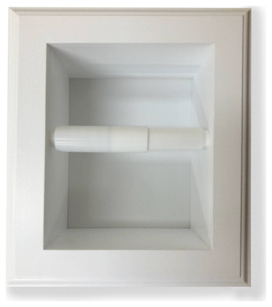 Tampa Recessed Solid Wood Toilet Paper Holder 7 x 8.5, White Enamel