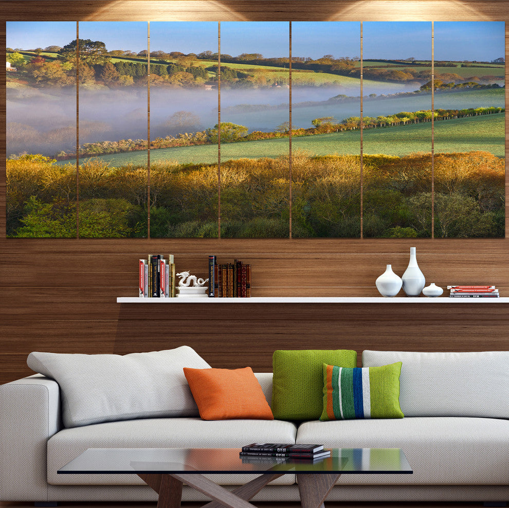 Cornwall South West England, Landscape Canvas Art Print, 83"x32", 7 Panels