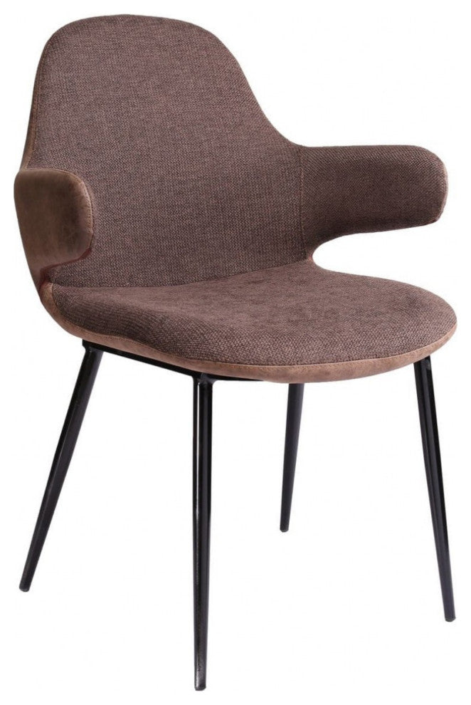 33" Stylish Brown Fabric and Faux Leather Accent Chair