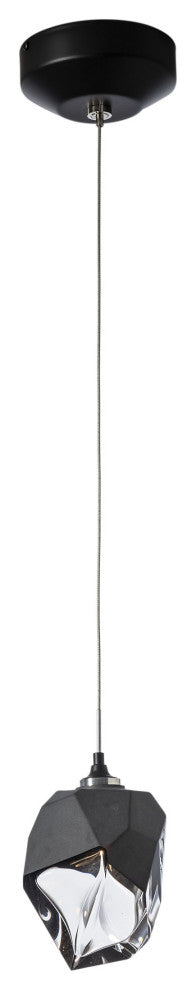 Chrysalis 1-Light Small Pendant Black Finish- Standard, Black Crystal
