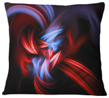 Fractal Red Connected Stripes Contemporary Throw Pillow, 18"x18"