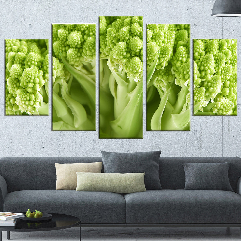 "Fresh Green Romanesco Florets" Floral Canvas Photo Print, 5 Panels, 60"x32"