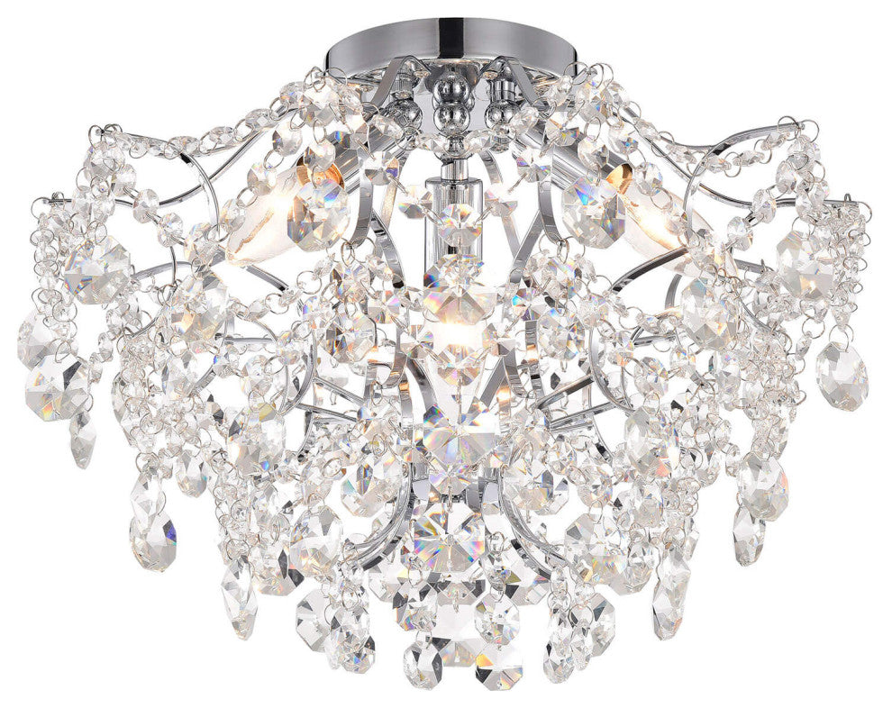 Zelda Elegant 3-light Chrome Crystal Flush Mount