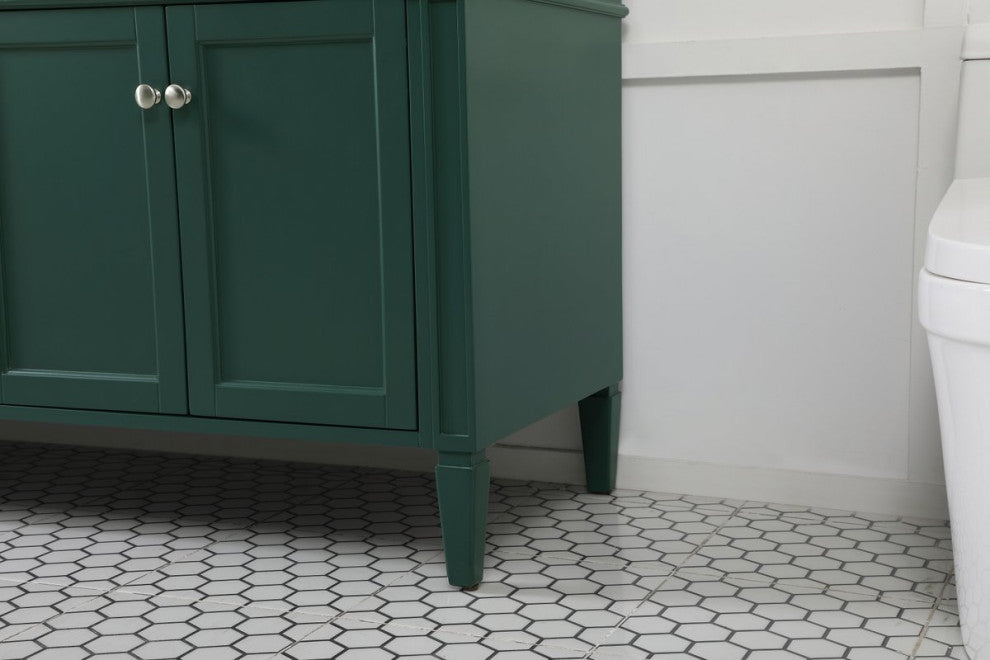 Home Living Vanity with Carrara White Marble Countertop, Green, 72", Double Sink