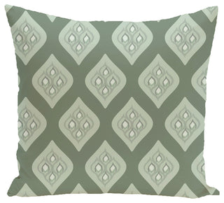 Tail Feathers Geometric Print Pillow, Herb Green, 16"x16"