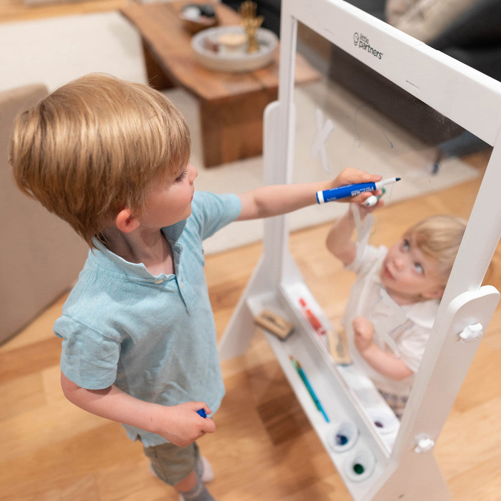 Little Partners Peek-A-Boo Adjustable Height Art Easel, Soft White