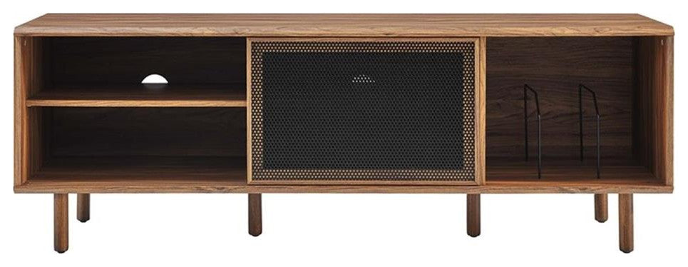 Modway Kurtis MDF Particleboard TV and Record Stand for TVs up to 65" in Walnut