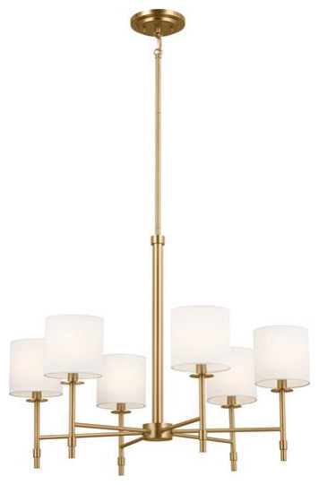 Ali 6 Light Chandelier, Brushed Natural Brass