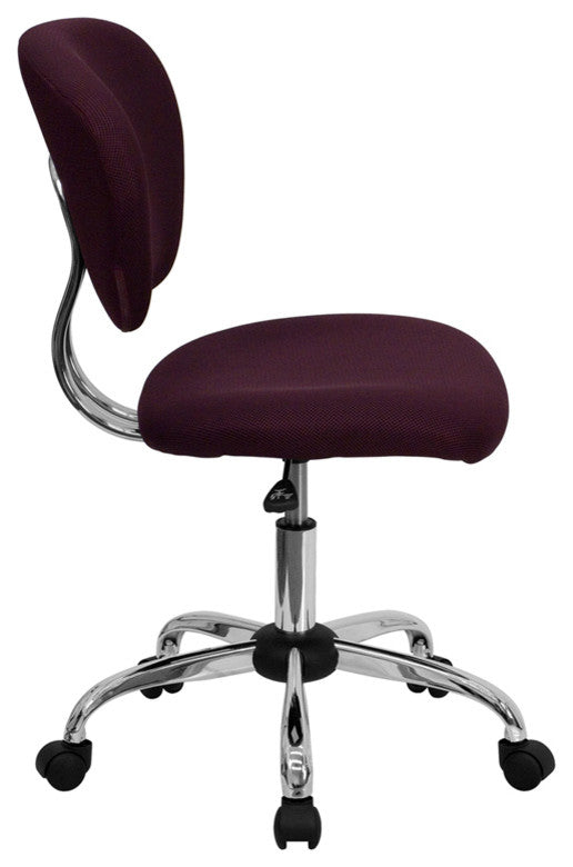 Mid-Back Mesh Swivel Task Chair with Chrome Base, Burgundy