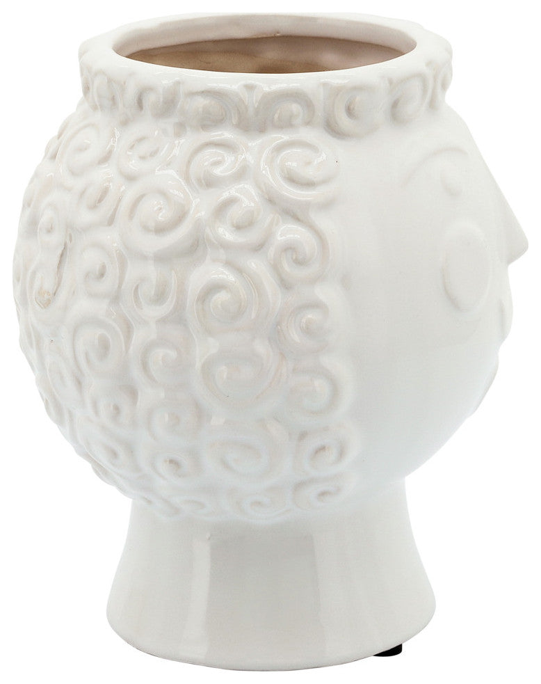 6" Grandma Face Planter, White