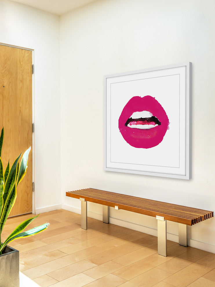 Marmont Hill, "Lips Colors Pink" by Amanda Greenwood Framed Painting, 32x32