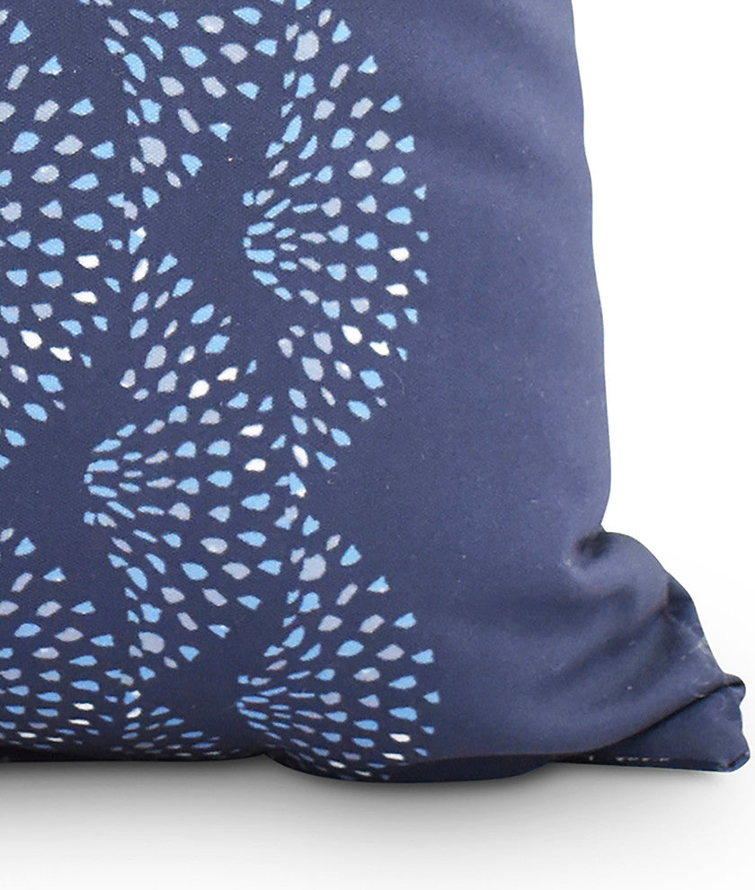 Dotted Focus Blue Geometric Print Decorative Outdoor Throw Pillow, 18"