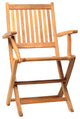 Set of 2 Folding Chair, Teak Wood Construction With Slatted Seat & Arms, Natural