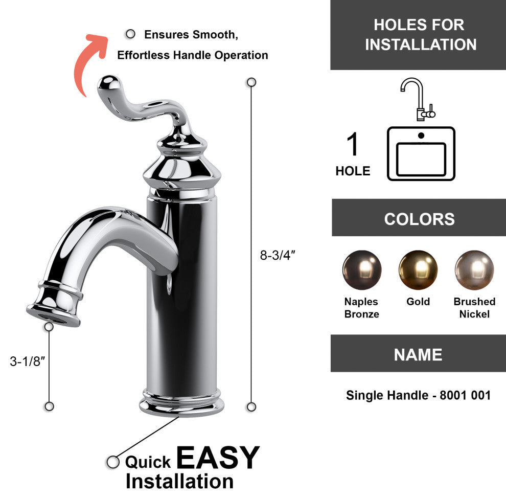 Dowell 8001/001 Series Single Handle Bathroom Faucet