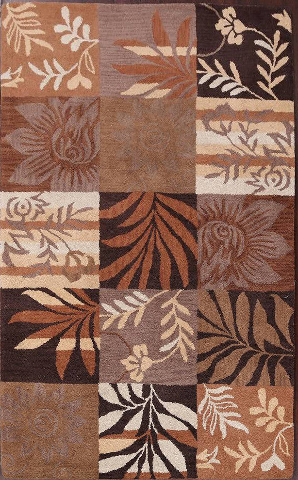 Patchwork Hand-tufted Agra Oushak Oriental Area Rug, 10x13
