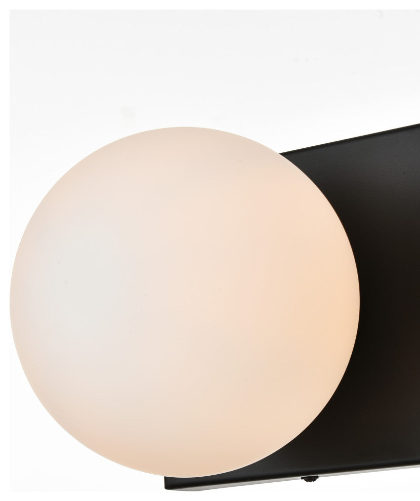 2 Light Black And Frosted White Bath Sconce