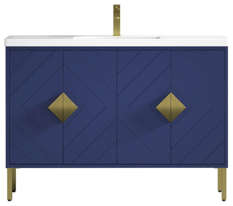 48" Tennant Brand Modern Style Navy Blue Eileen Bathroom Sink Vanity