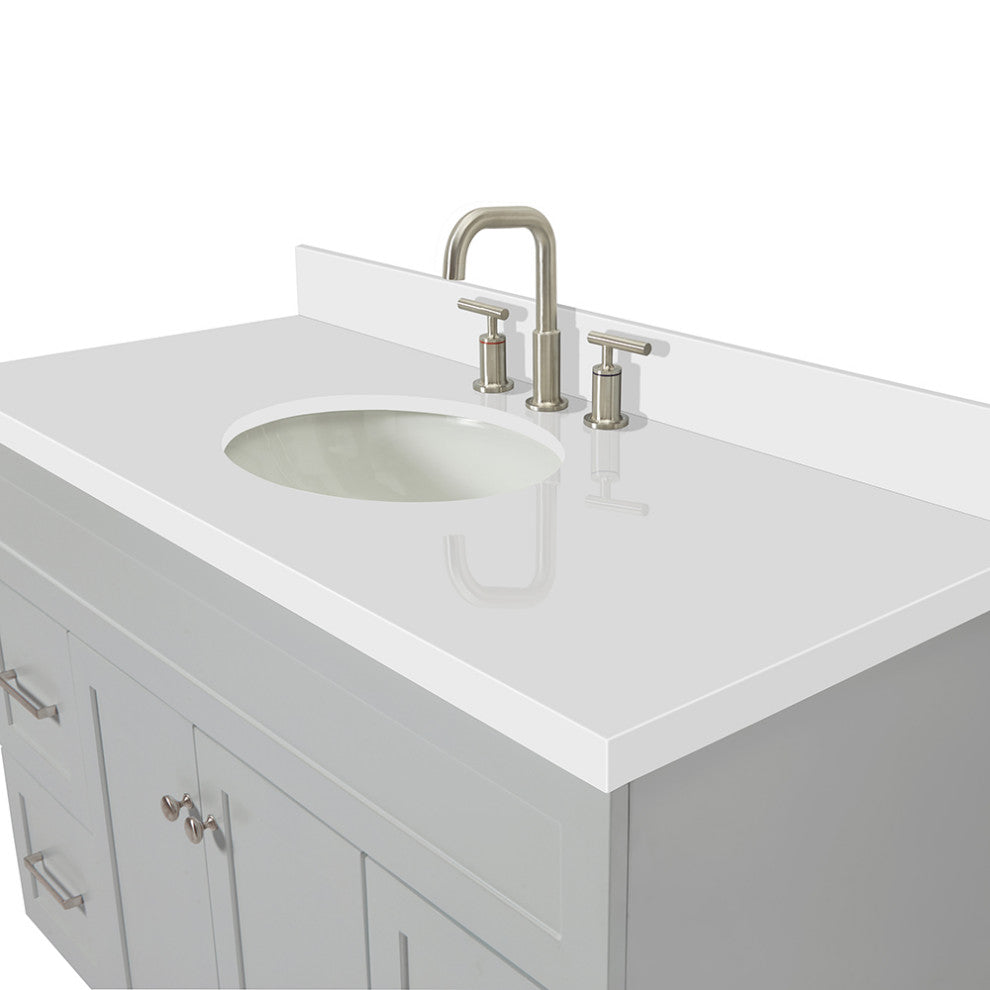 Ariel Hamlet 49" Oval Sink Bath Vanity White Quartz Grey