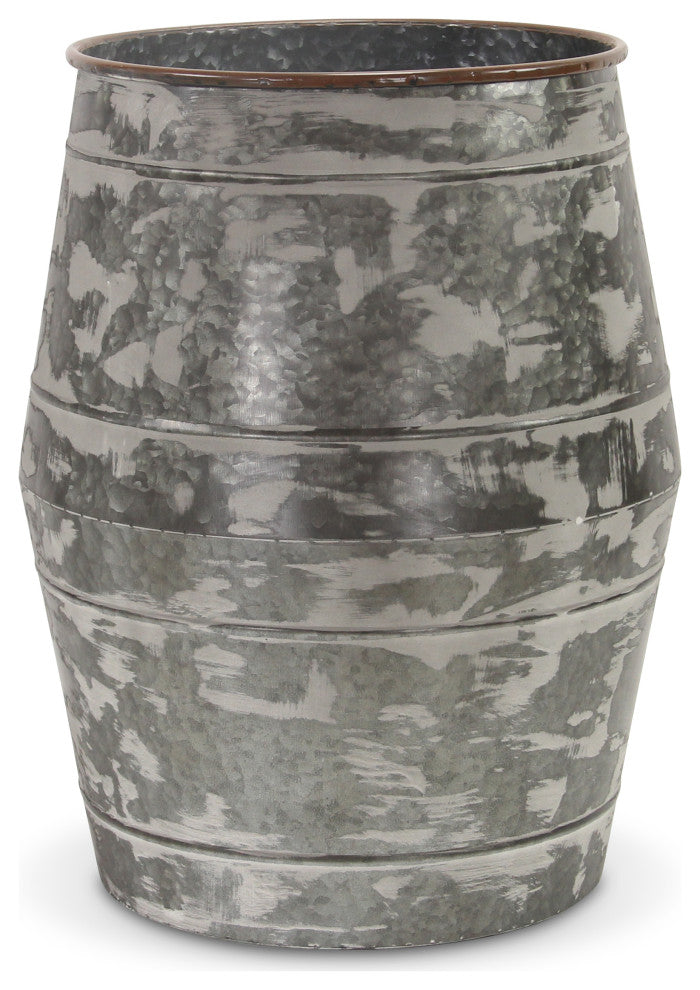 Galvanized Barrel Planters, Set of 2