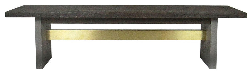 Benzara BM279472 Modern Dining Bench, Wood Seat, Concrete Base, Gray