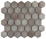 Hudson Due 2" Hex Dove Grey Porcelain Floor and Wall Tile